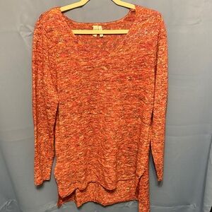 Sahalie Women's Knit Long Sleeve sweater. Multi colors of orange and brown. XL